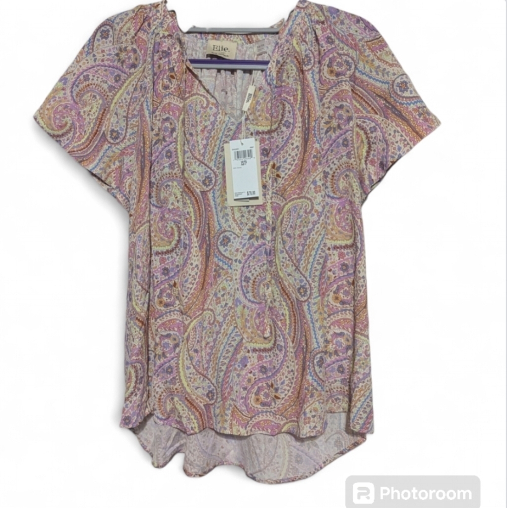 Elie TAHARI Paisley Boho Blouse - Picture 3 of 6